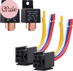 2 Packs Car Relay with Harness Truck Motor Heavy Duty 5-Pin 80A 12V Relay On/Off
