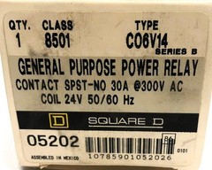 Square D Class 8501 Type C06V14 General Purpose Power Relay 05202 NOS