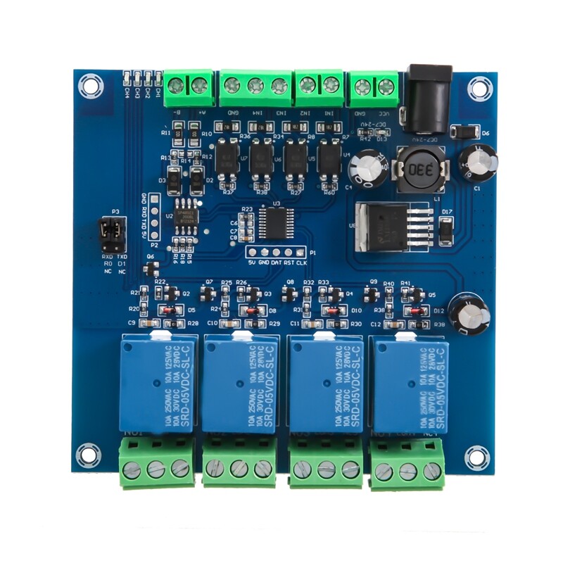 Modbus RTU 4-Way Relay Module 7-24V Relay Module Switches RS485/TTL Input9844-