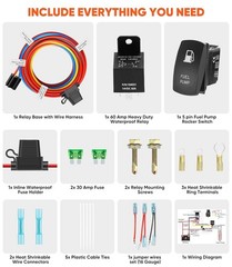 12V Electric Fuel Pump Waterproof Relay Kit Heavy Duty Long Wiring Harness Kit 6