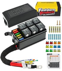FASTSTORM Fuse Relay Box, Relay Block Box Built-in Diodes 6 Way 12 AWG Pre-Wired