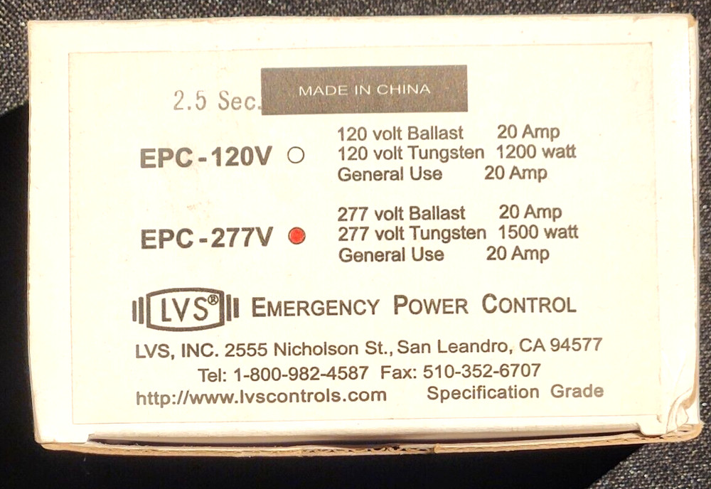 LVS Emergency Power Control EPC-277V