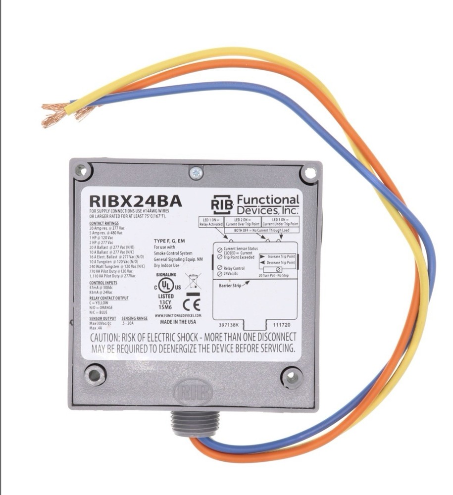 RIBX24BA Enclosed 20 Amp Relay/Adjustable Current Switch Combination Brand New
