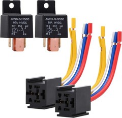 Car Relay 80A 12V Heavy Duty SPDT 5-Pin On Off Normally Open Socket Pack of 2