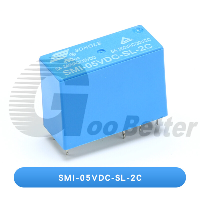 Mini Songle Relay SMI-05V/12V/24VDC-SL-2C 5A 250VAC/30VDC 8 Pin PCB 2NO 2NC