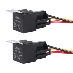 2Pcs Car Relay with Harness 12V 40A 4 Pin SPST Harness Sockets with Color-Labele