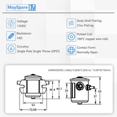 MaySpare Max Transient 200A Trombetta 12V Solenoid Relay 3 Terminal Heavy Dut…