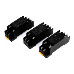 3pcs PTF08A 8 Terminal 35mm DIN Rail Mounted Power Relay Socket Base Holder