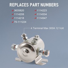 Max 300A 12 Volt Continuous Duty Solenoid Relay 4-Terminal for Golf Carts Hea…