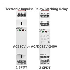 Electronic Latching Relay Memor Impulse SPDT 16A Din Rail GRM802 12V240V