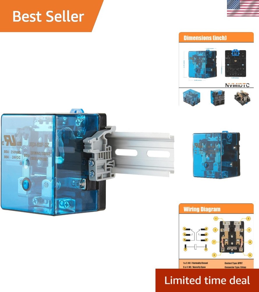 Electromagnetic Relay Set with Din Rail AC 110V 80A Contact Compatibility