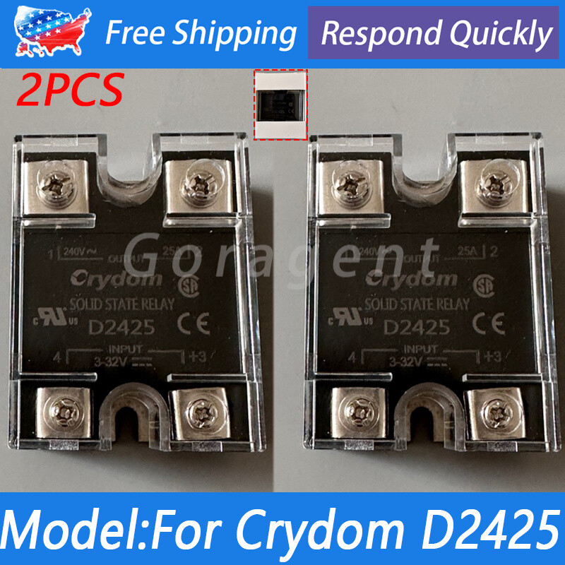 2PCS For Crydom D2425 SSR Solid State Relay Output 240VAC 25A Input 3-32VDC US