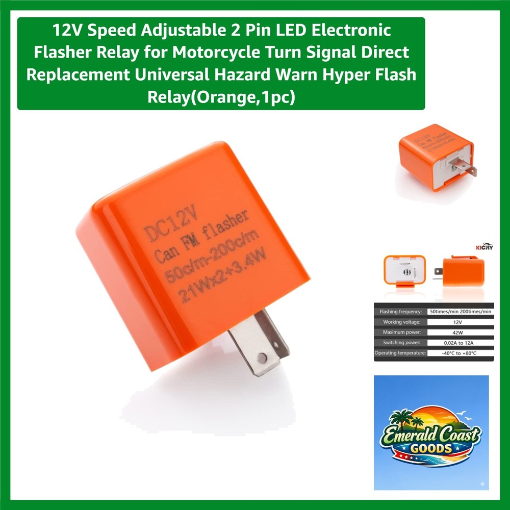 12V Speed Adjustable 2 Pin LED Electronic Flasher Relay for Motorcycle Turn S…