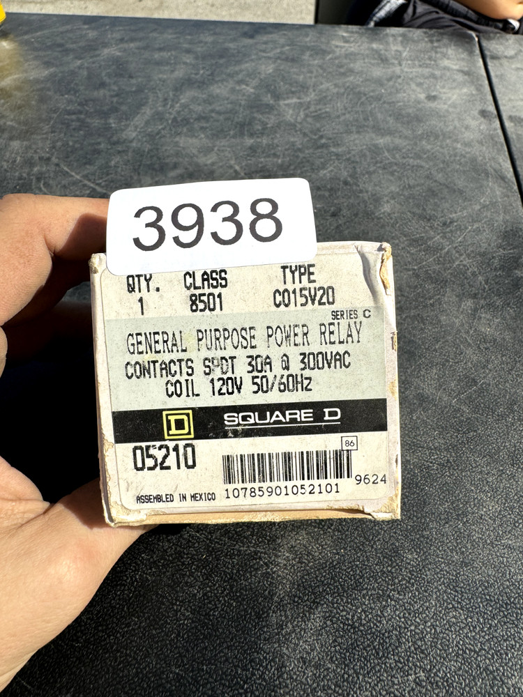 Square D C015V20 Class 8501 General Purpose Power Relay, 300Vac, 120V, 50/60Hz