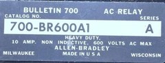 Allen-Bradley 700-BR600A1 Ser. A AC Control Relay 10A 600VAC 6NO DIN Rail