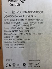 Johnson Control VS023410B-S0000 VARIABLE SPEED DRIVE JC-VSD SERIES II NEW IN BOX