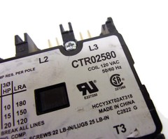 Herm. Refrig. Comp. HCCY3XT02AT318 Contact Relay 120VAC Coil 50/60Hz 600V 40A
