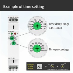 GEYA On Delay Off Delay Timer Relay Time Delay Relay AC/DC24V-240V 10A Din Rail