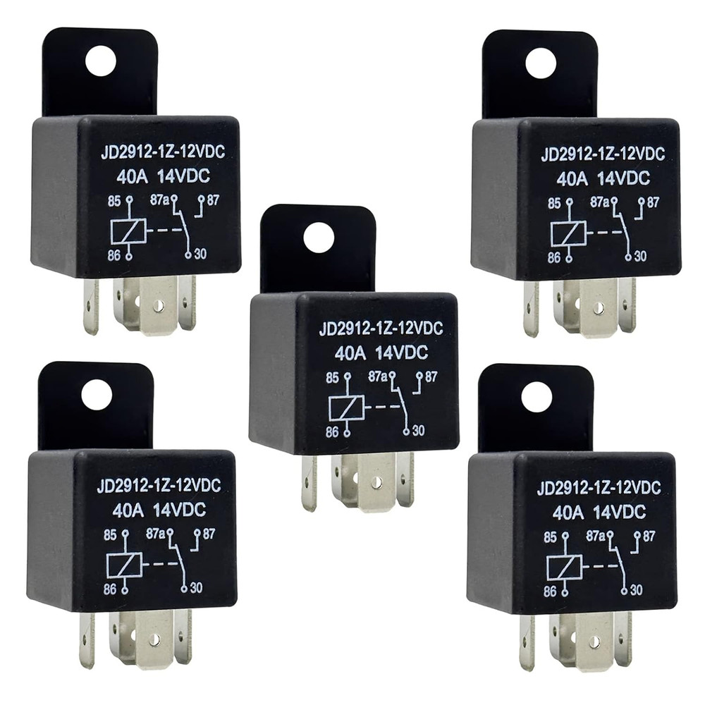 5 Pack Relays 12V 40A, 5 Pin Relay Model JD2912-1Z-12VDC 40Amp 14VDC, Automotive