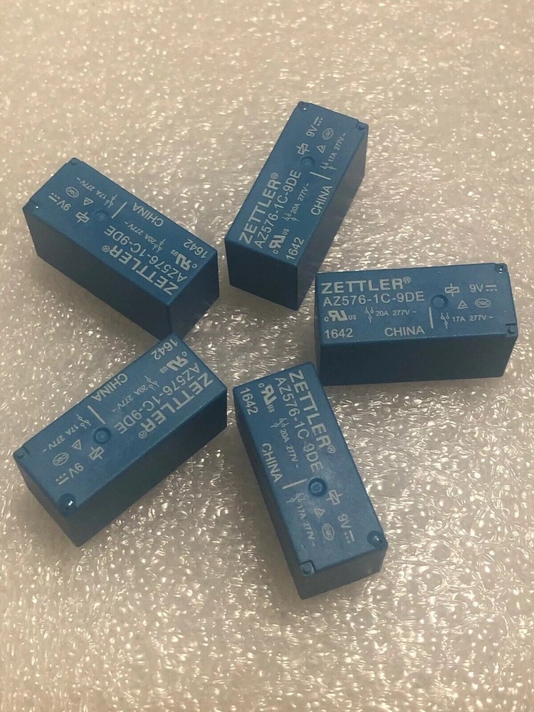 ( 5 Pc. ) Zettler AZ576-1C-9DE, 9 VCD Coil, 277vac 17A, 20A Relay.