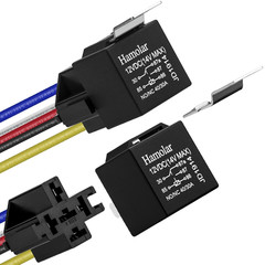 2 Pack 12V 40/30 Amp Car Relay DC 5 Pin SPDT and Harness – Heavy Duty 12 AWG Cop