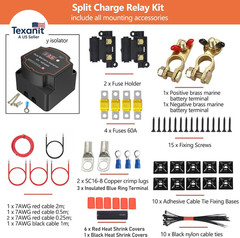 3M Split Charge Relay Kit,12V 140Amp Smart Dual Battery Isolator Kit Manual/Auto