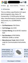 Communication Instruments Relay 26.5 VDC(mil-spec)HFW 1131 KOG