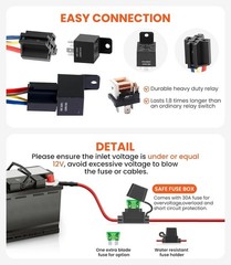 12V Electric Fuel Pump Waterproof Relay Kit Heavy Duty Long Wiring Harness Kit 6
