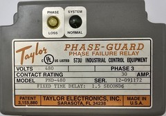 Taylor PND-480 Phase Failure 30A 480V Time Delay 1.5 Seconds 3PH Made In USA