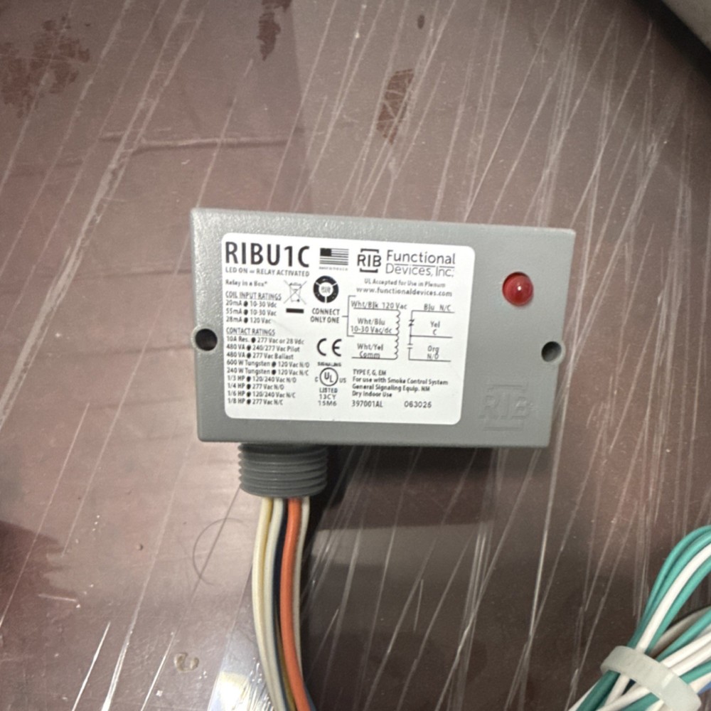Functional Devices RIBU1C Power Relay SPDT 10A 10-277V AC/DC LED Control Panel