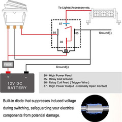 2Pcs 40/30 Amp Waterproof Relay Switch 12AWG Harness Set with Built-In Diode- 12