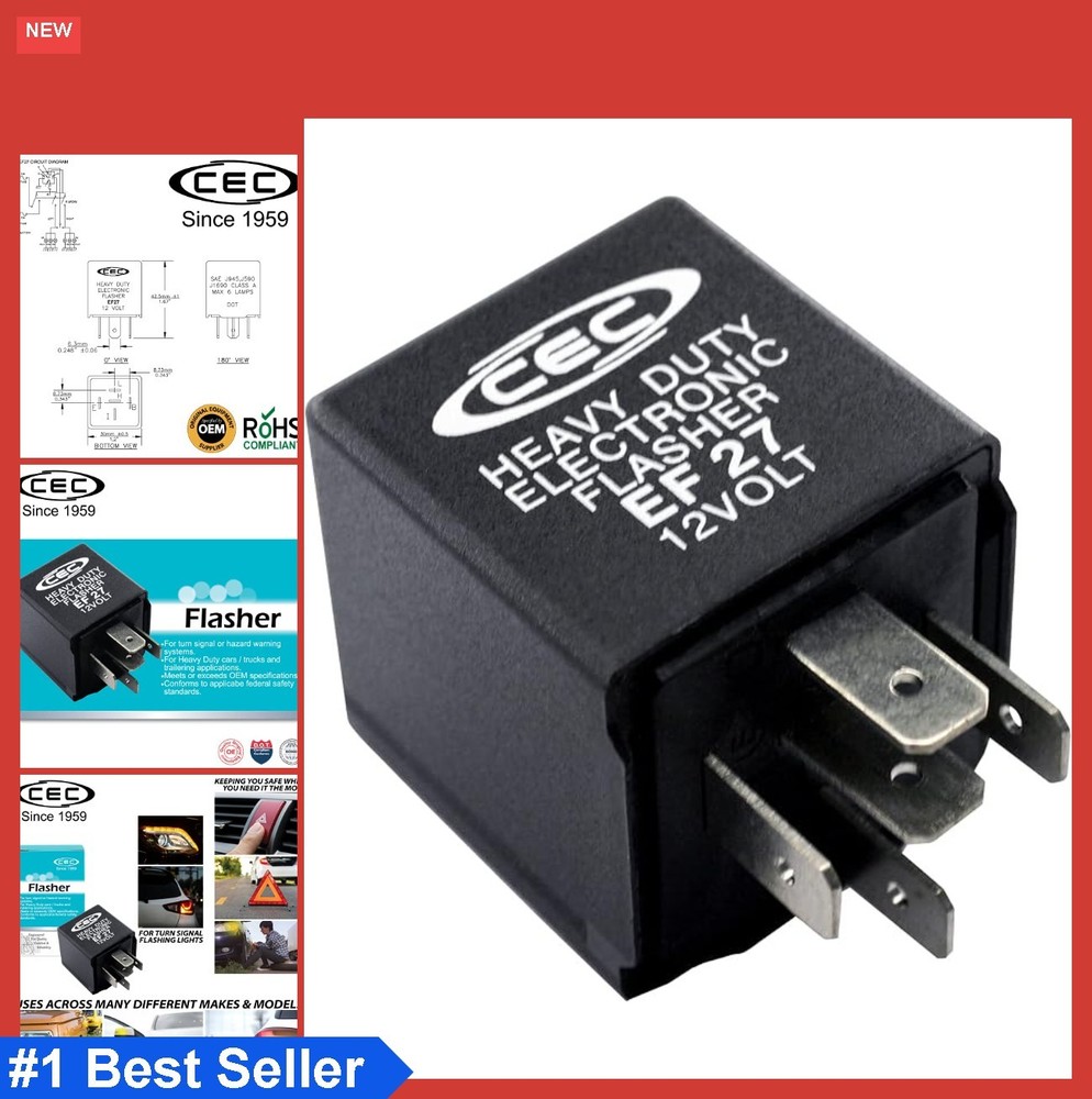 12V 5 Pin Electronic Flasher Relay Heavy Duty for Incandescent Bulbs Turn Signal