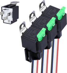 Sixzoo 3 PCS 4-Pin 12V Fuse Relay Switch Harness Set, 12V Relay with Harness, 30