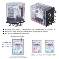 Electromagnetic Power Relay 8 Pin 10A 12V DC DPDT 2NO 2NC MY2NJ Socket Base LED