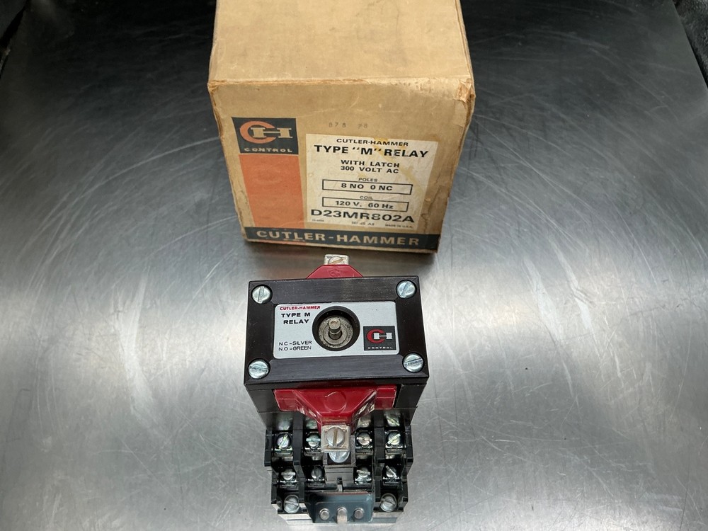Cutler-Hammer D23MR802A Type “m” Relay 8NO, 0NC, 120v