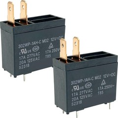 302WP-1AH-C M02 Relay (2-Pack) – 12VDC 20A SPST Plug-in Power Relay – Compatible