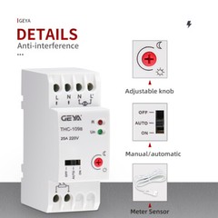 GEYA Auto/Manual Photocell Light Controler Switch 16/25A Twilight Switch &Sensor