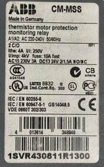 ABB CM-MSS 1SVR430811R1300 Thermistor Motor Protection Monitoring Relay 250V 4A