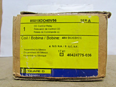 Square D 8501X040 Control Relay, 600 VAC, 4 N/O Contacts 48V COIL ,NEW – IN BOX