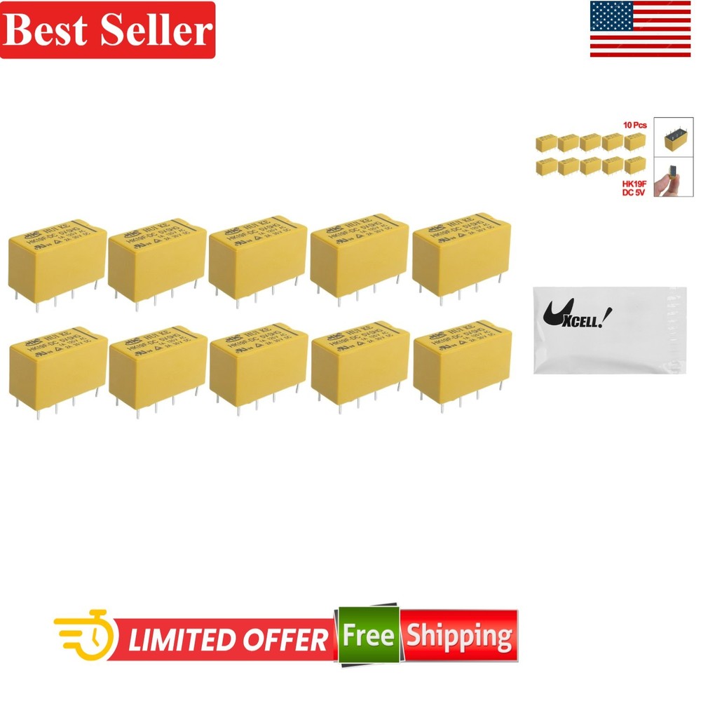 10 pcs DC 5V Coil DPDT Power Relay HK19F 8 Pins Electrical Switch
