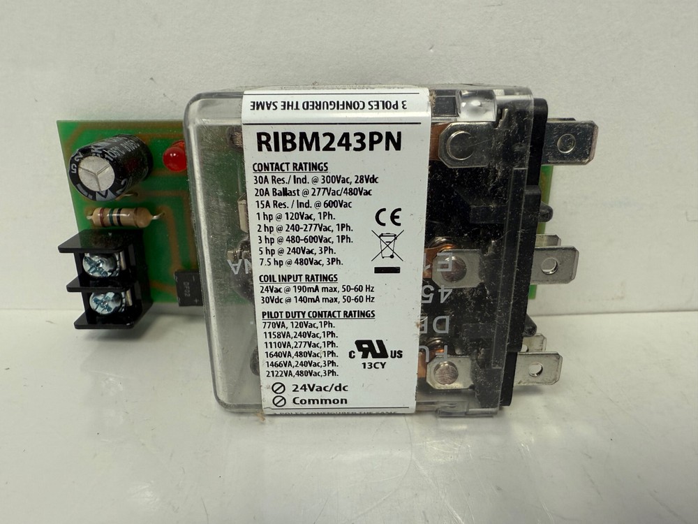 FUNCTIONAL DEVICES RIB RIBM243PN 30 AMP TRACK MOUNT CONTROL RELAY NEW OPEN BOX
