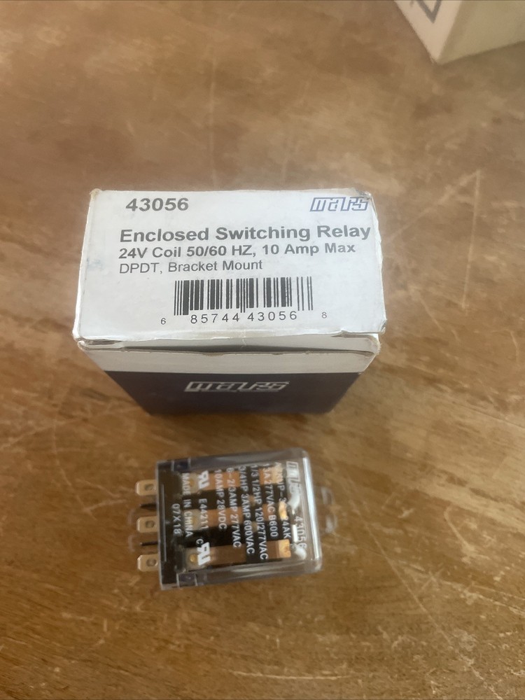 Mars 43056 Enclosed Switching Relay 24V Coil 50/60 HZ 10 Amp Max DPDT