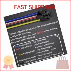 Hamolar 2 Pack 12V 40/30 Amp Car Relay DC 5 Pin SPDT and Harness – Heavy Duty 12