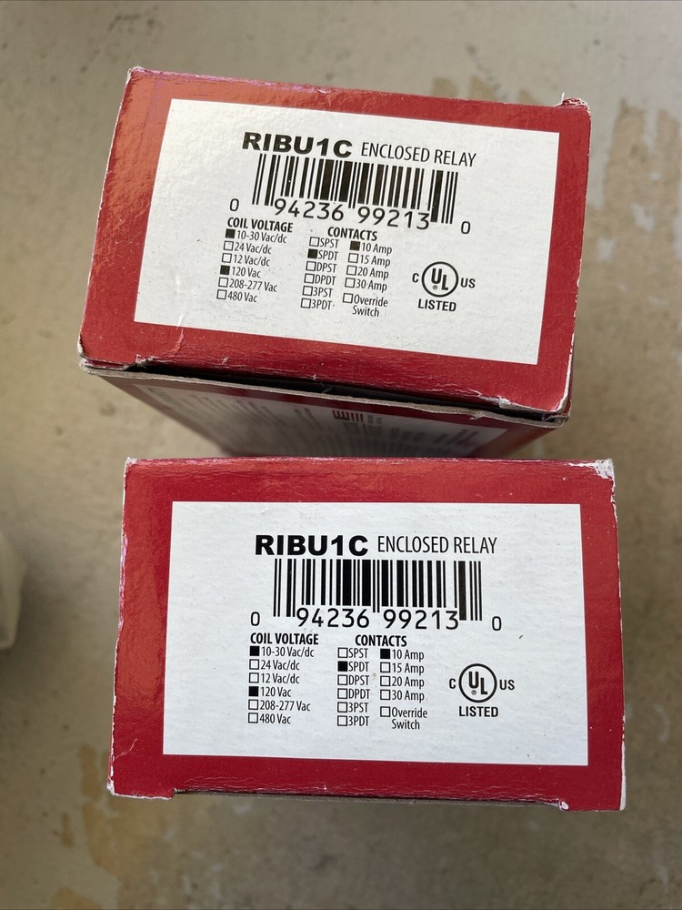 Functional Devices RIBU2C 10 AMP (2)Enclosed Relays Brand New Item.