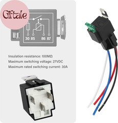 4Pin 12V Relay with 30A Fuse,Spst Normally Open Car Relay with 14 AWG Harness,Un