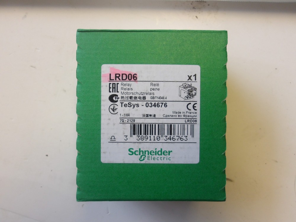SCHNEIDER ELECTRIC P/N:LRD06 OVERLOAD RELAY 690V AC CLASS 10A 1-1.6A BRAND NEW