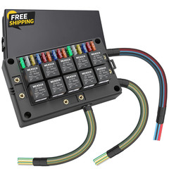 12V Relay Box 15 Way Fuse Relay Box 10 Relays 15 Blade Fuses Pre Wired Kit