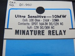 CALECTRO / JAICO D1-963 ULTRASENSITIVE 10mW MINATURE RELAY 12VDC 100 OHM SPDT