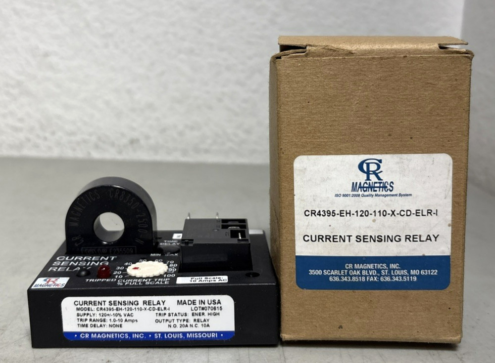 CR Magnetics CR4395-EH-120-110-X-CD-ELR-I Current Sensing Relay – New In Box