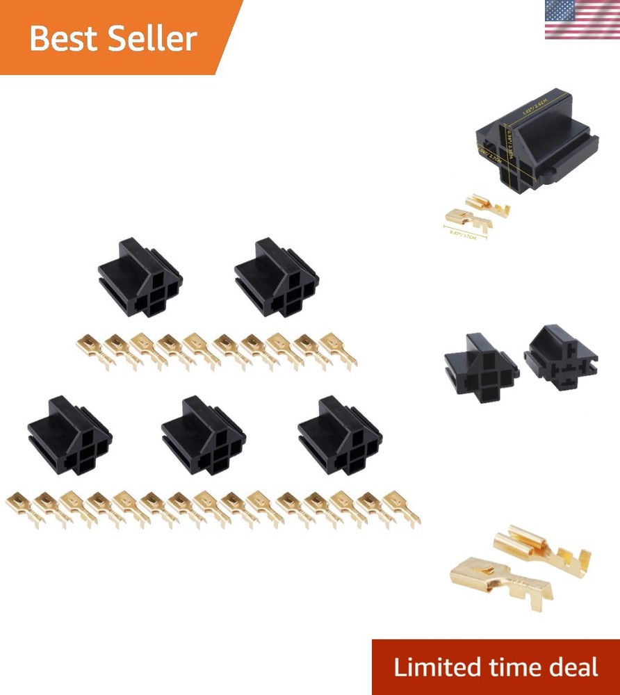 5 Pin 12V Car Relay Socket 30A/40A Pack of 5 with Copper Contact